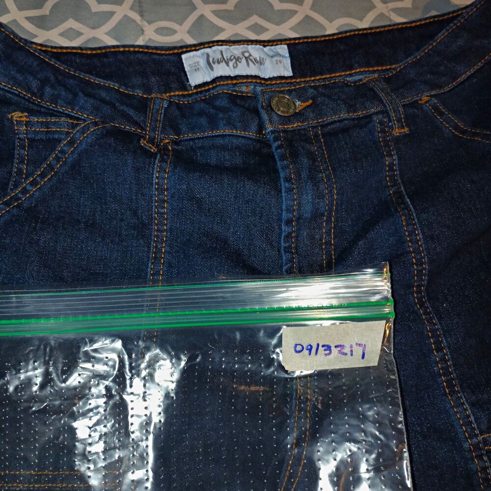 Indigo Rein Womens 11 Carpenter Jeans 29 Waist Dark Wash Cropped Utility Stretch